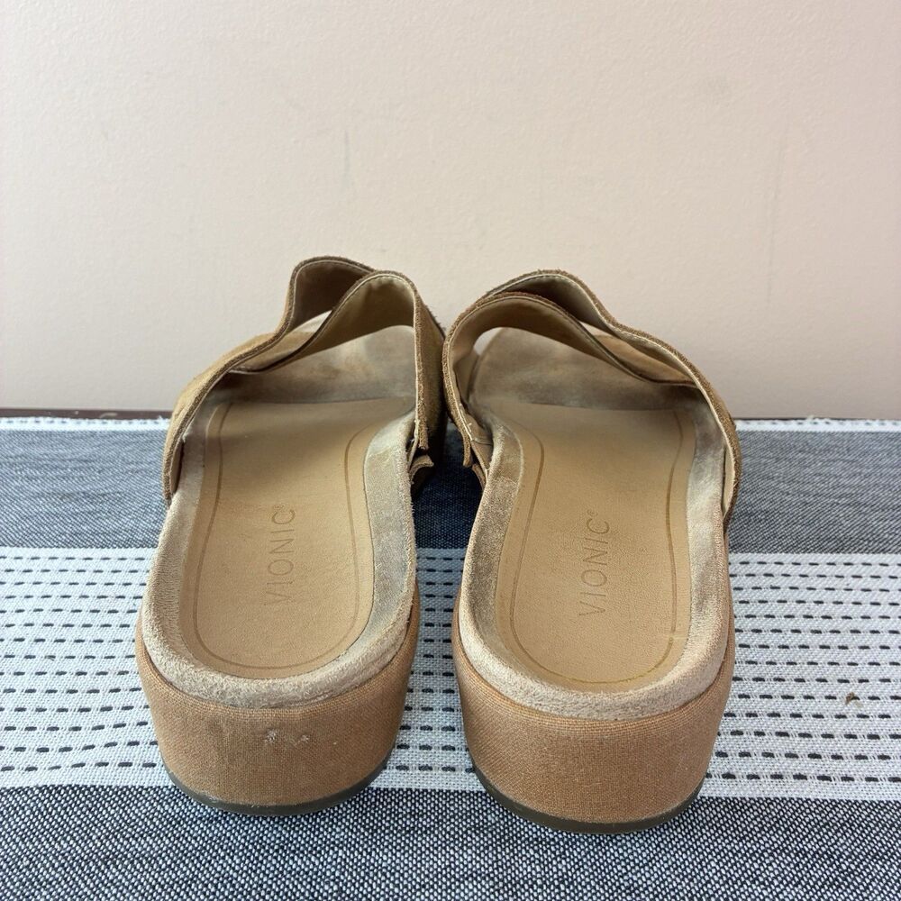 Vionic Hayden Wedge Sandals Women’s  Brown Toffee Suede Slip On Slides Size 9.5 - Picture 4 of 7
